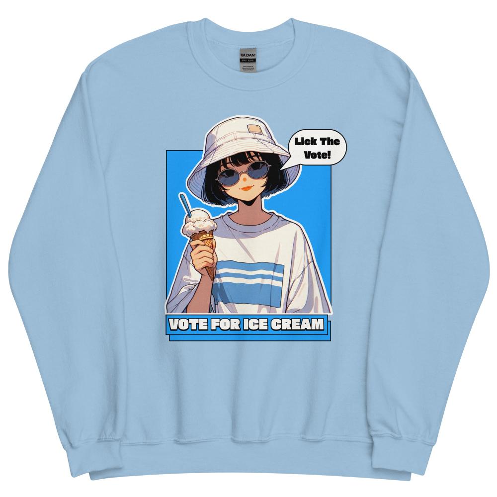 Lick The Vote Anime Ice Cream Girl Sweatshirt - Light Blue Color - https://ascensionemporium.net